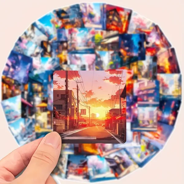 Anime Street Scenery Stickers - Image 7