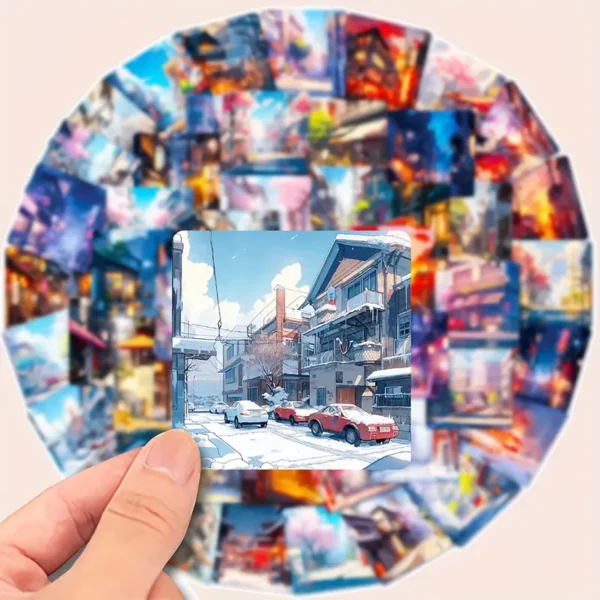 Anime Street Scenery Stickers - Image 5