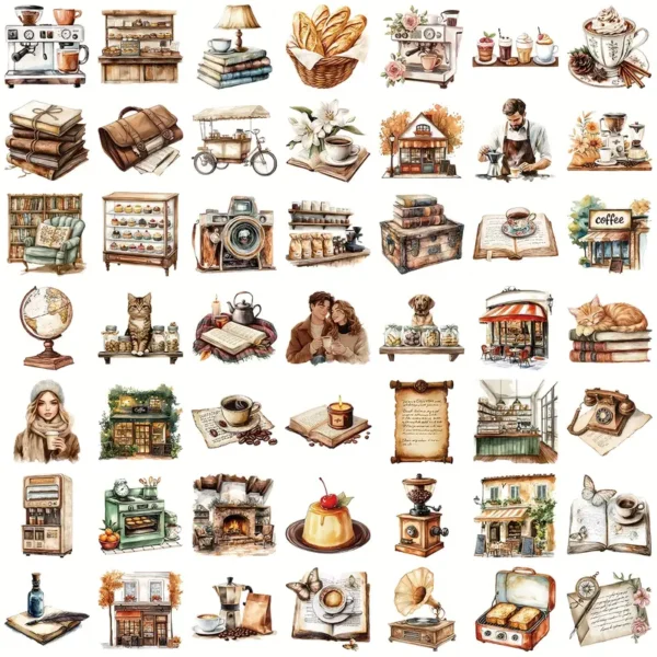 Retro Coffee PET Stickers - Image 3