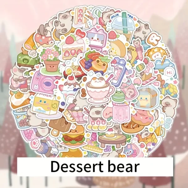 Cute Dessert Bear Stickers – Vinyl Set - Image 7