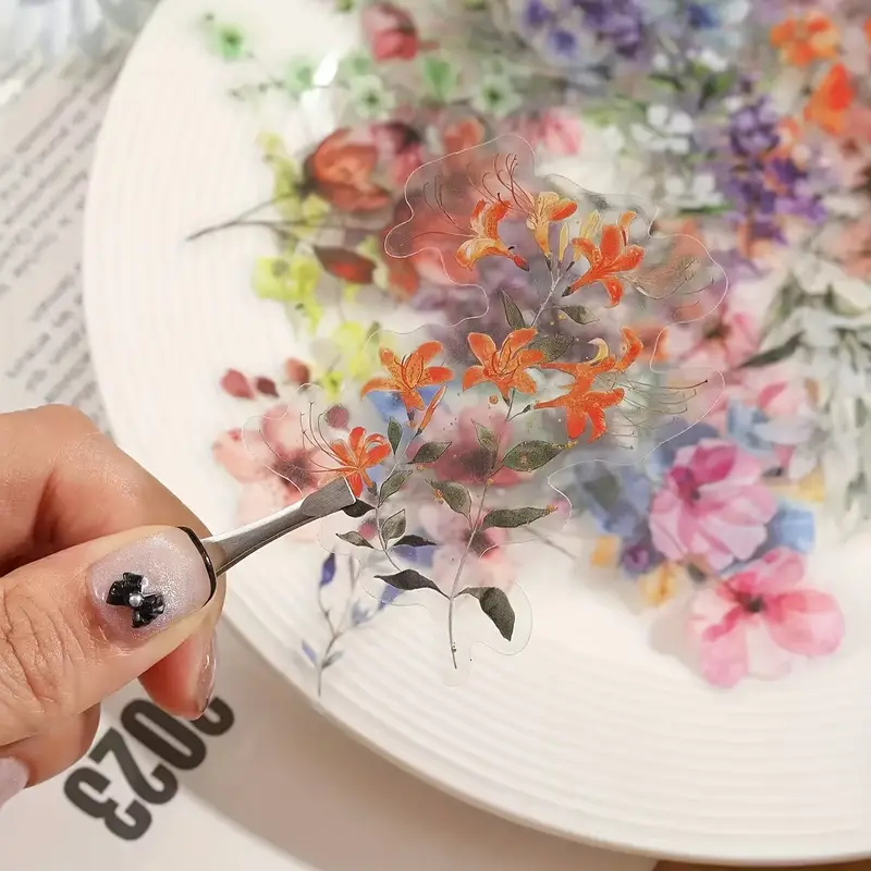 Ink-Wash Floral Stickers β 5 pcs - Image 2
