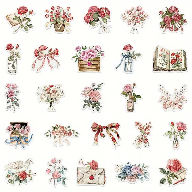 Floral Plant Transparent Stickers – 5 Pcs 🌸 - Image 2
