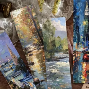 Artistic Oil Painting Landscape Bookmarks – 5 Pcs