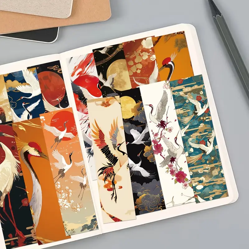 Ancient Style Flower Crane Bookmark – 5 Pcs 🏮✨ - Image 3