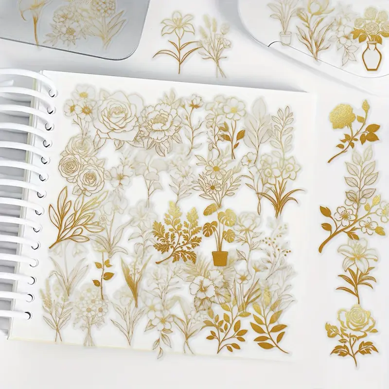 Golden Floral Stickers β 5 Pcs β¨πΈ - Image 2