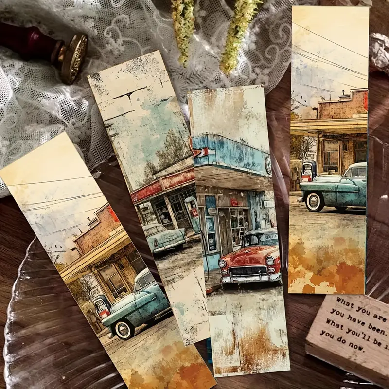 Vintage Distressed Style Cartoon Bookmarks – 5 Pcs 📚✨