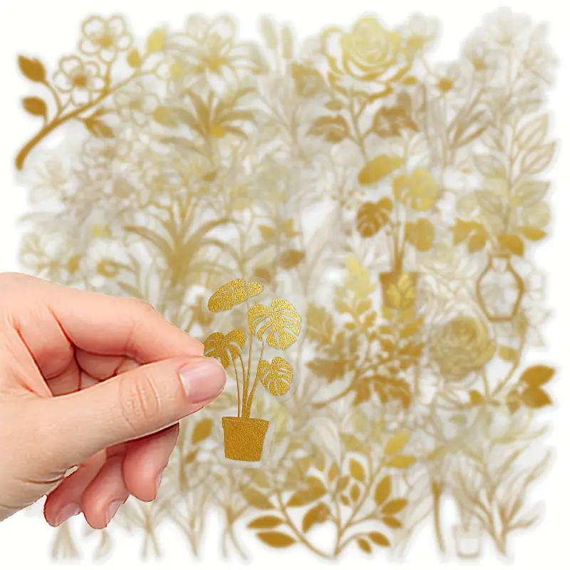 Golden Floral Stickers β 5 Pcs β¨πΈ - Image 3