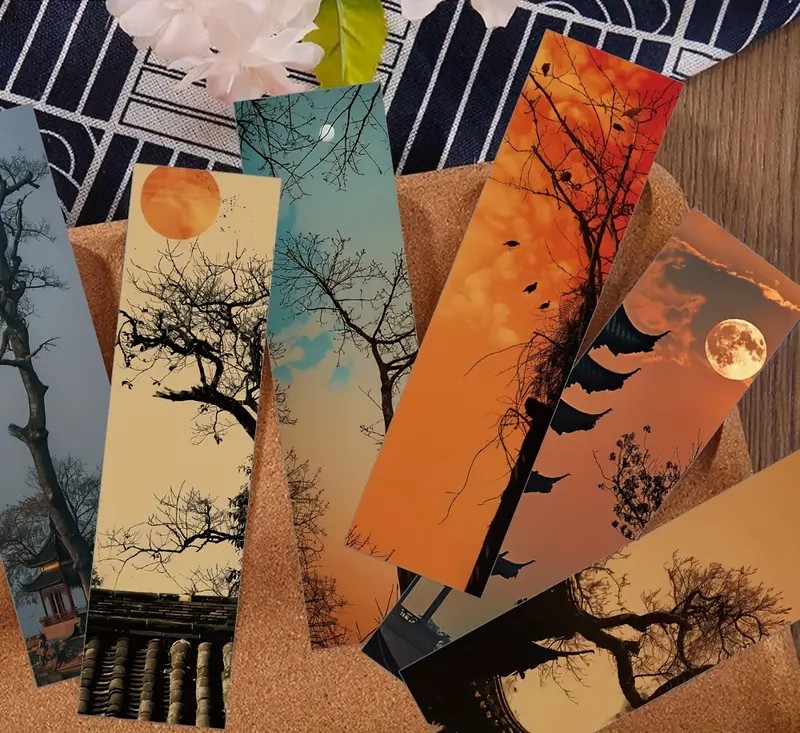 Artistic Sunset Tree Silhouette Bookmarks β 5 Pcs - Image 2