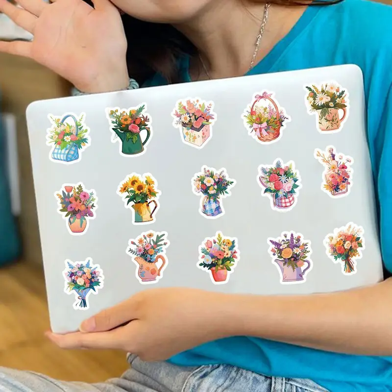 Flower Cartoon Vinyl Stickers β 5 Pcs - Image 3