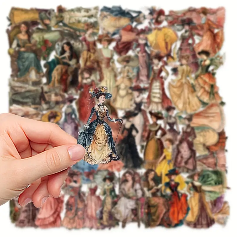 Vintage European & American Figurine Stickers – 5 Pcs ✨ - Image 3