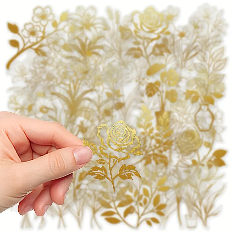 Golden Floral Stickers β 5 Pcs β¨πΈ