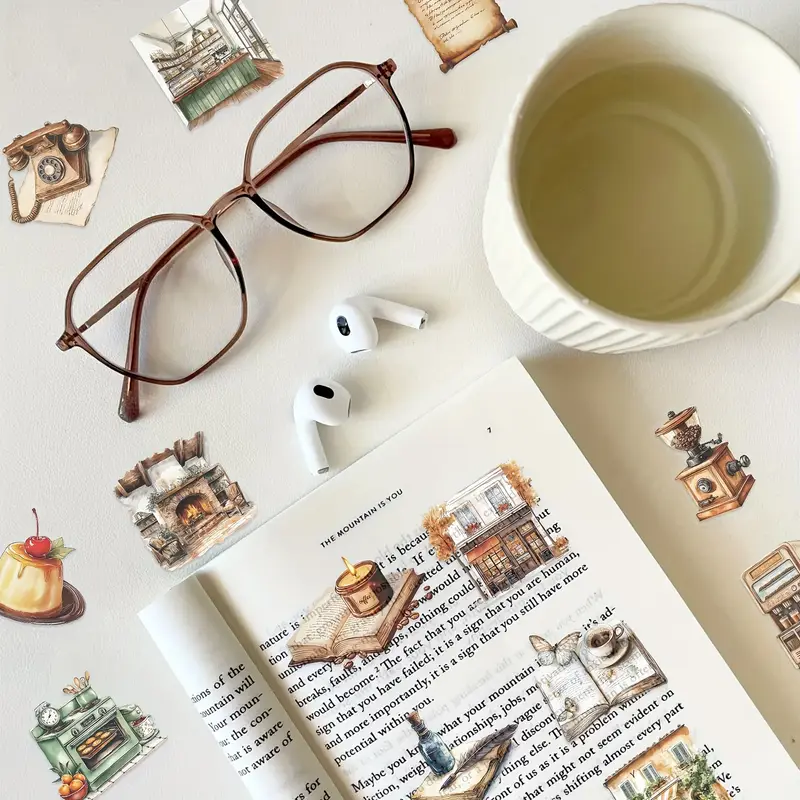 Retro Coffee Stickers – 5 Pcs☕✨
