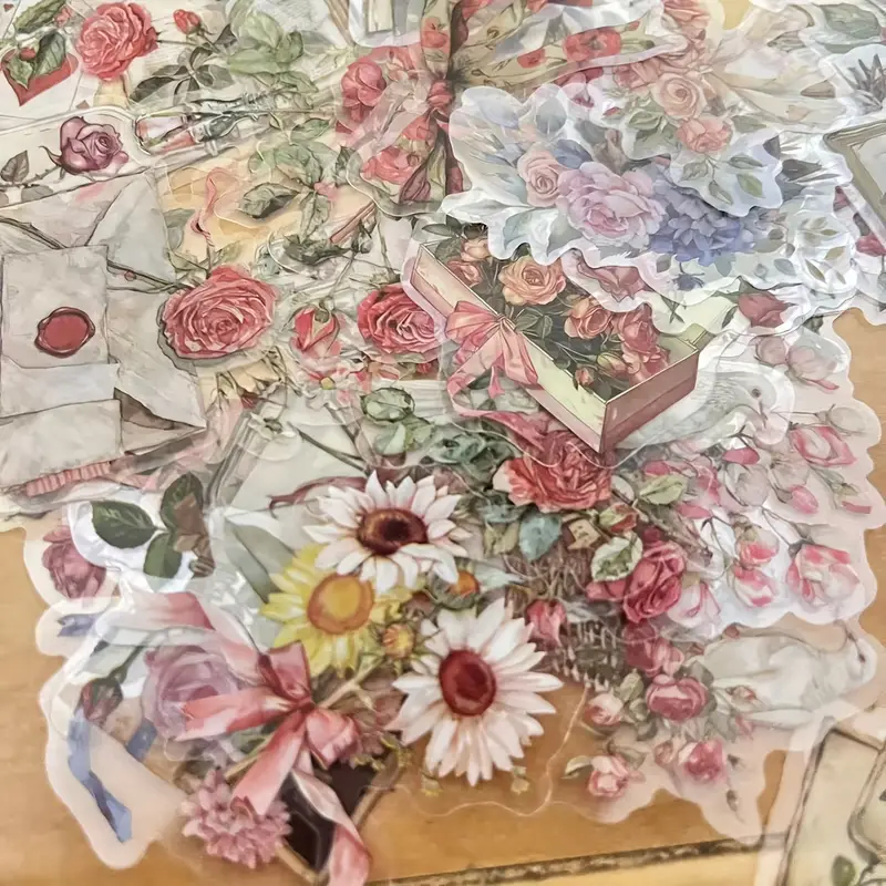 Floral Plant Transparent Stickers – 5 Pcs 🌸