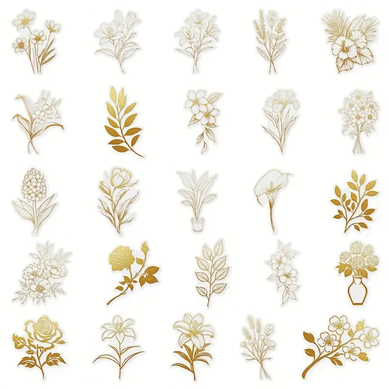 Golden Floral Stickers β 5 Pcs β¨πΈ - Image 7