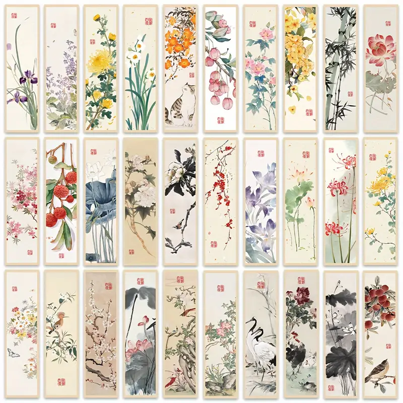 Chinese Watercolor Bookmarks – 5 Pcs