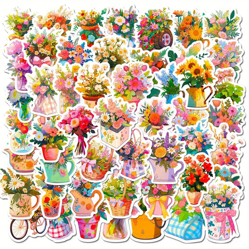 Flower Cartoon Vinyl Stickers β 5 Pcs