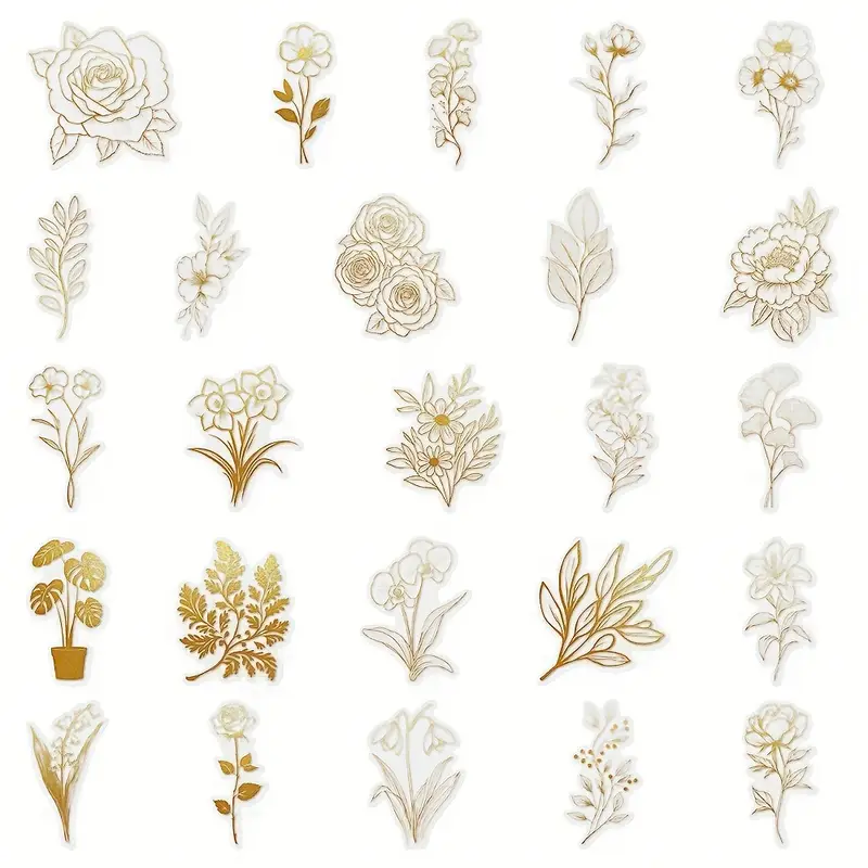 Golden Floral Stickers β 5 Pcs β¨πΈ - Image 10