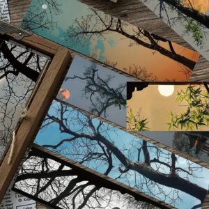 Artistic Sunset Tree Silhouette Bookmarks – 5 Pcs