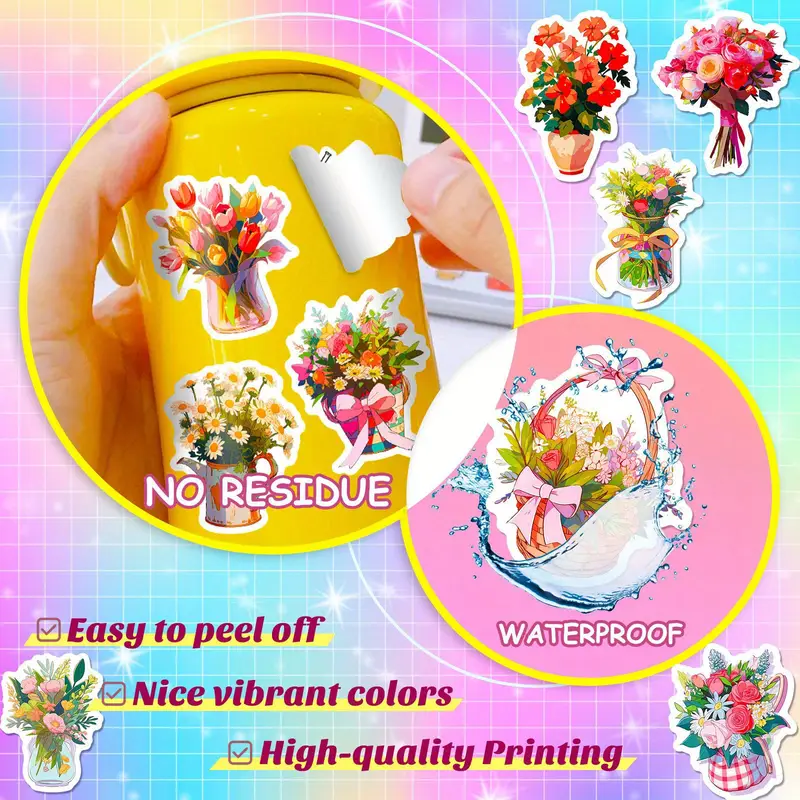 Flower Cartoon Vinyl Stickers β 5 Pcs - Image 6